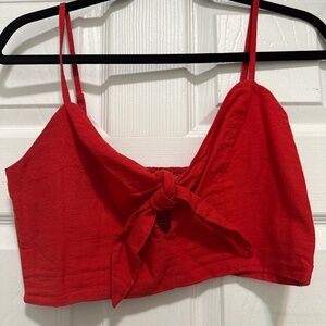 Urban Outfitters Linen Red Crop Top, M